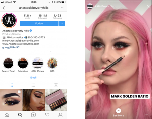 Instagram Stories Highlights on Anastasia Beverly Hills