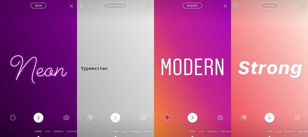 Instagram story fonts