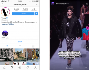 Instagram Stories Highlights on Vogue